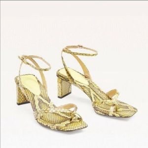 Alexandre Birman Yellow Nelly Snakeskin Heels 7.5